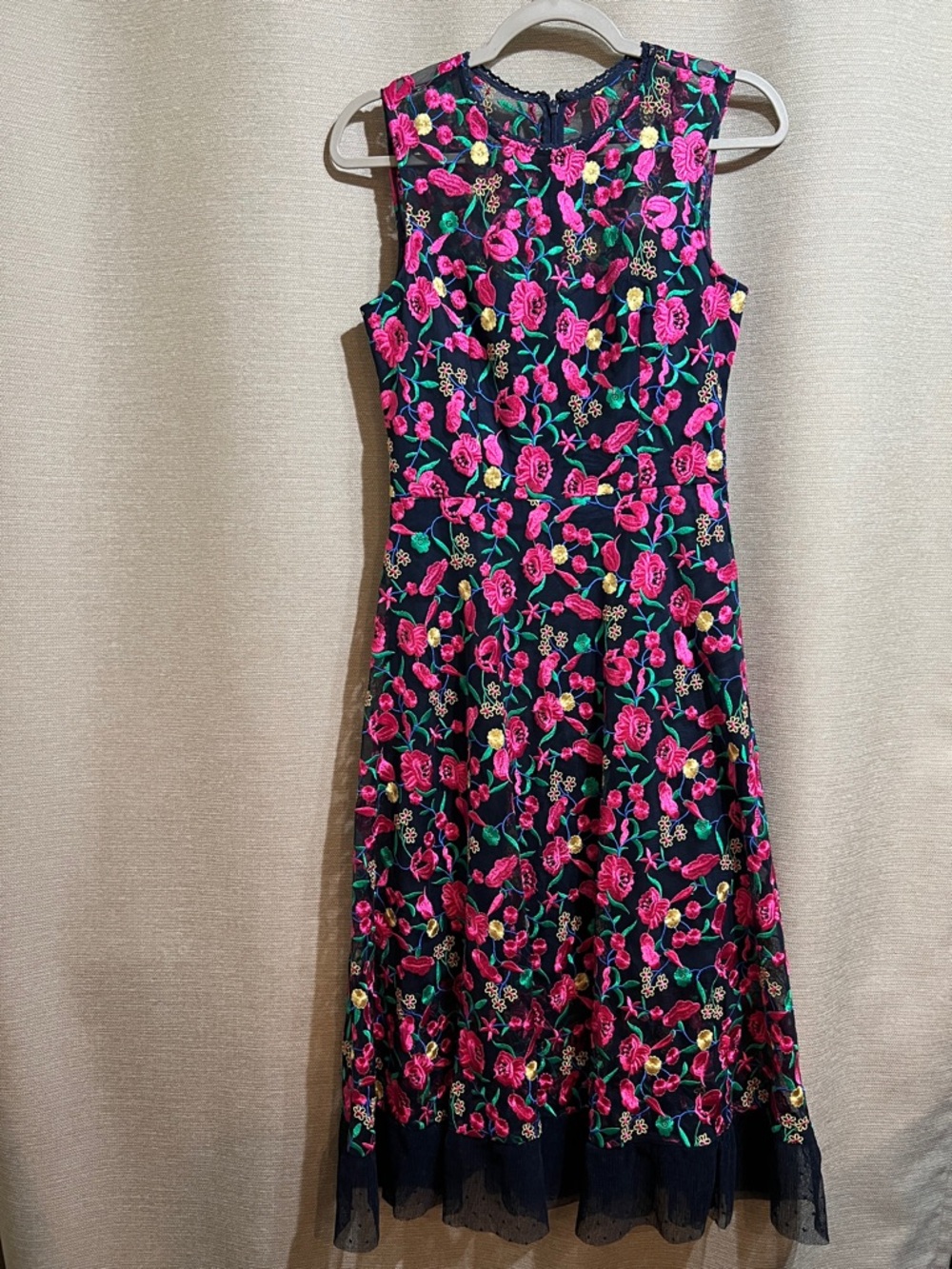 Dress The Population "Gina" Floral Embroidered Midi Dress Size S Cocktail Party